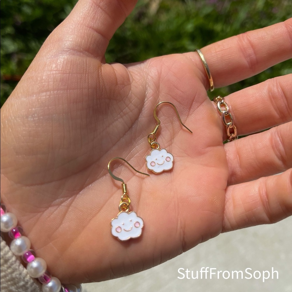 Gold Cloud Earrings - Handmade